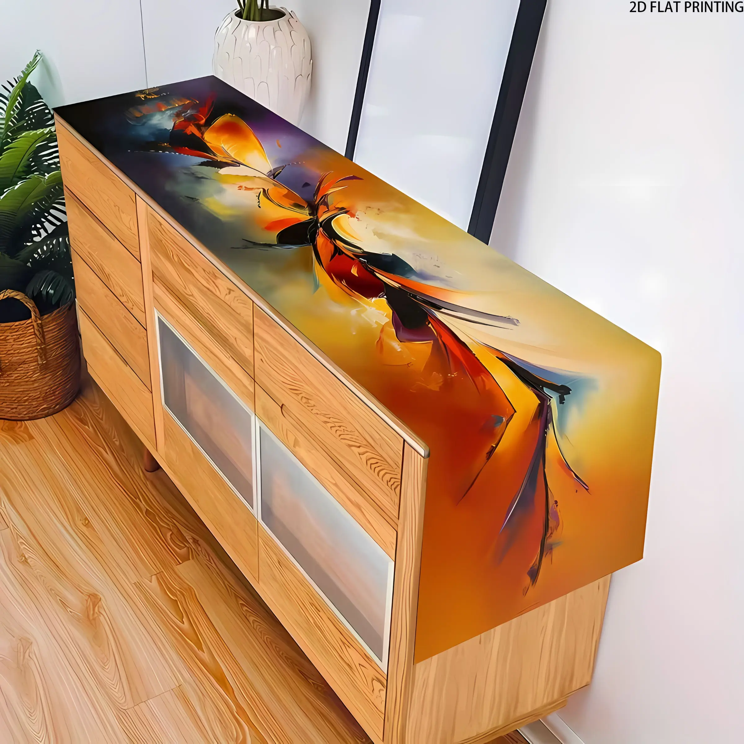 2D flat printing, 1-piece abstract art oil painting style themed table flag, Abstract Pattern Print, a home decoration with a strong artistic sense, suitable for decorating dining tables, guest tables, and coffee tables.