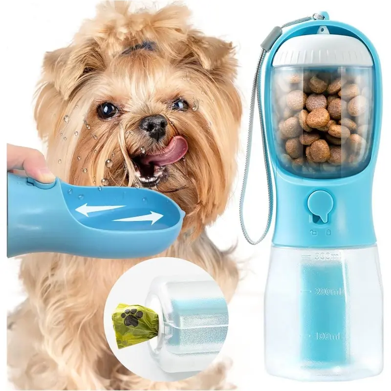 20oz Multi-Use Dog Water Bottle - 3-in-1 Pet Travel Bowl Dispenser with Food Container, Hydrates for Outdoor Walking & Hiking On-The-Go Pet Supplies Accessory