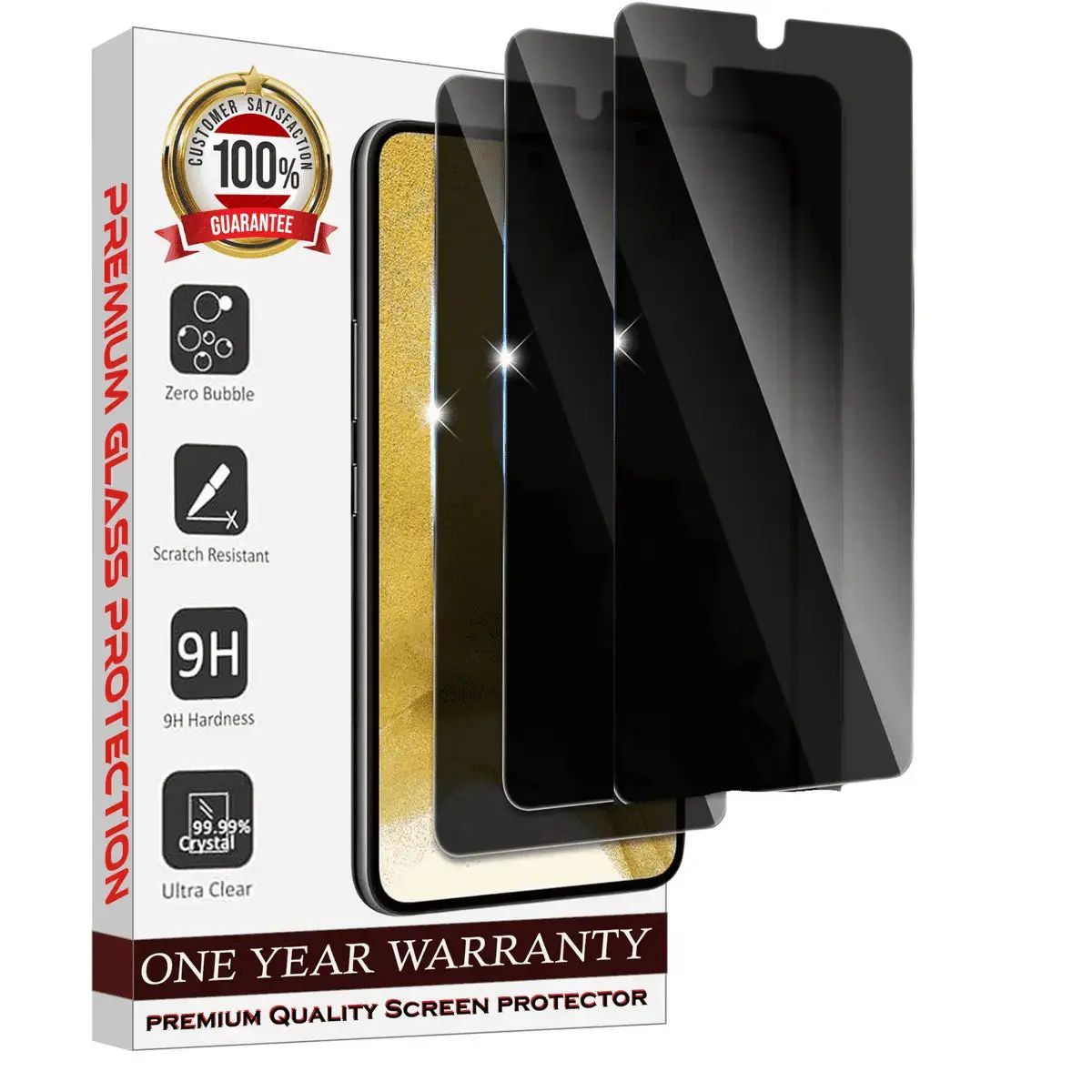Entronix Anti-Spy Privacy Screen Protector Compatible with Galaxy S25 - 3 Piece Combo Protection Tempered