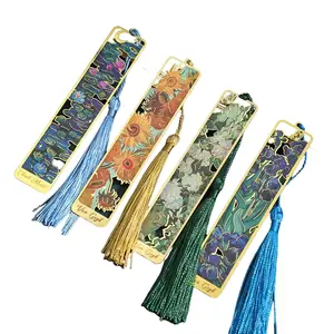 Vintage Floral Metal Bookmarks Set of 4 with Tassels, Elegant Bronze Finish, Perfect Gift for Book Lovers, Writers and Teachers, Book Page Markers