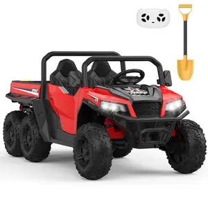 GARVEE 24V Remote Control Ride On Dump Truck (Remote Control Kart) - Rechargeable Battery, Electric Dump Bed, Extra Shovel, Music Player, Key Start Safety, Kids Outdoor Play Toy, Ideal Gift for Young Adventurers