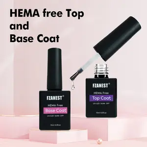 FZANEST Hema Free Gel Top Coat and Base Coat Set, Long Lasting High Shine Top and Base Gel Nail Polish Kit Soak Off UV LED Gel. home diy nail salon Cutics Manicure