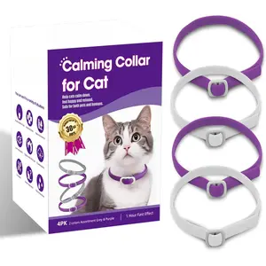 Calming Collar for Cats - 4 Pack, Adjustable Size, Efficiently Reduces Anxiety & Stress for 30 Days, Safe Cat Pheromone Collars, Calming Cat Collar
