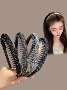 4pcs Women's Versatile Colorful Crystal Rhinestone Hair Hoops, Simple Anti-Slip Hair Accessories For Daily Use, Suitable For Washing Face, Makeup, And Travel Headbands ,Hairband For Women