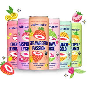 wildwonder Sparkling Probiotic Drink, For Gut Health & Immune Support, Classic Variety Pack, 5g Prebiotic Fiber, Live Probiotics, Organic, Vegan, Low Sugar, 12oz Can, Seen on Shark Tank