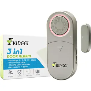 3-in-1 Door Left Open Alarm with Delay 0/5/10/30/60 Seconds 2/5 Minutes Window Ajar Chime Close Door Reminder 80 to 120 dB Time Delay Alerts for Home Office Shop (Grey)