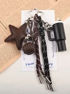 Star Key Ring Keychain Pendant - A Portable Pendant, Hand Woven Bead Keychain, Keychain Lanyard, Keychain Accessory, Available In Silver/Black Colors, New Year's Gift, Suitable For Commuting & Canvas Bags, Daily Outfits