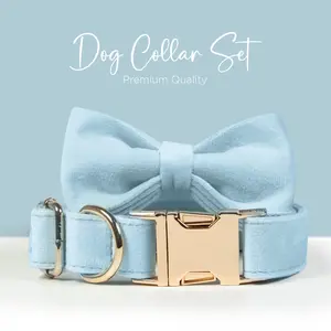 Luxury Velvet Collar & Bow Set for Cats & Dogs - Soft Velvet, Adjustable Fit, Detachable Bow Tie, Gold Hardware Detailing, Stylish Accessory