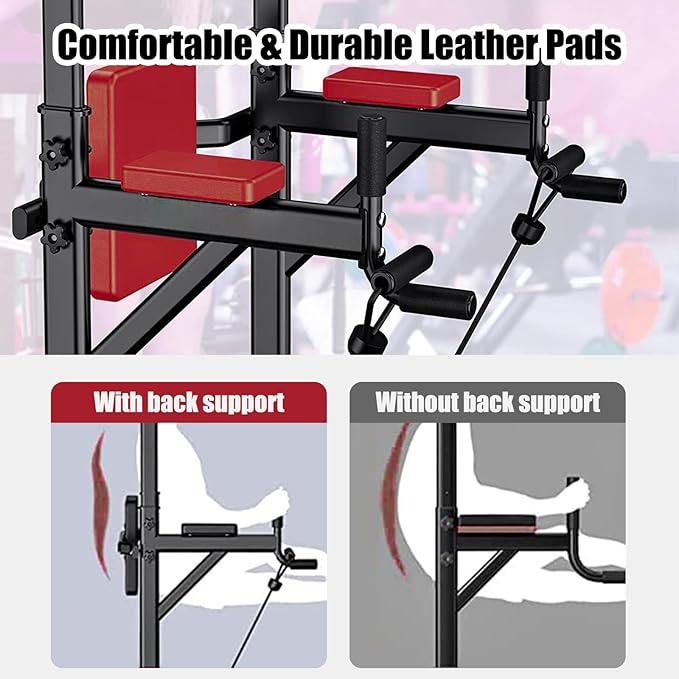 Pull Up Bar Dip Station Power Tower Assistive Trainer Multi-Function Home Gym 450LBS Strength Training Fitness Equipment