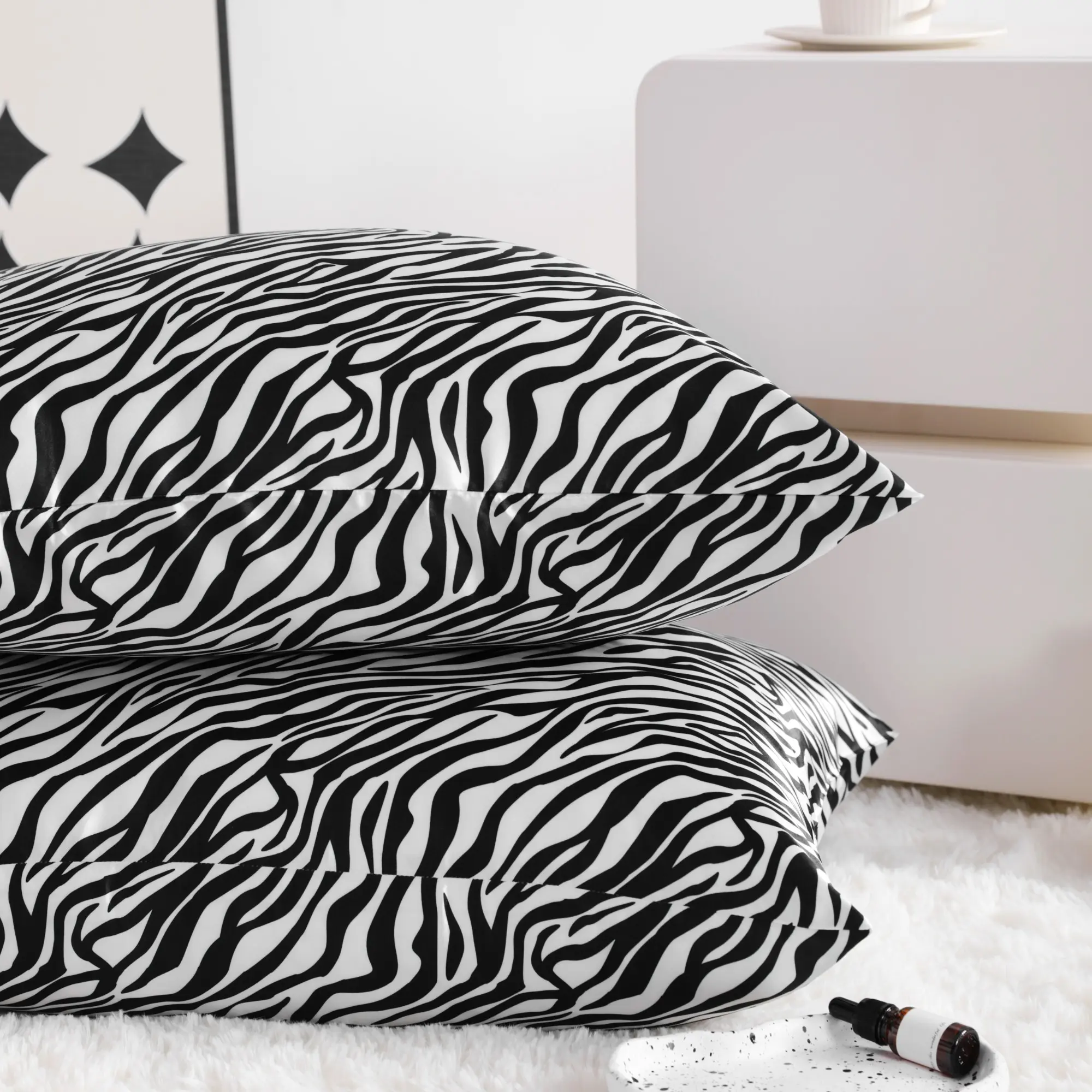 2-Pack Luxurious Glossy Silky Satin Pillowcases, Cool & Breathable Silky Satin Bedding with Envelope Closure, Gentle on Hair and Skin, Wash-Safe Shine