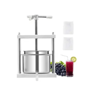 【Father's Day】VEVOR 3.17 Gal/12L Fruit Wine Press,  2 Stainless Steel Barrels, Manual Juice Maker, Cider Apple Grape Tincture Honey Olive Oil Making Press with Triangular Handle for Outdoor Kitchen Home