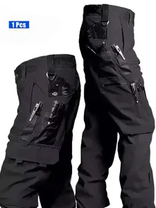 Men's Tactical Work Pants, Multi-Pocket Design, Durable Fabric, All-Seasons, Solid Color, Ideal for Outdoor Activities, Hiking, Climbing