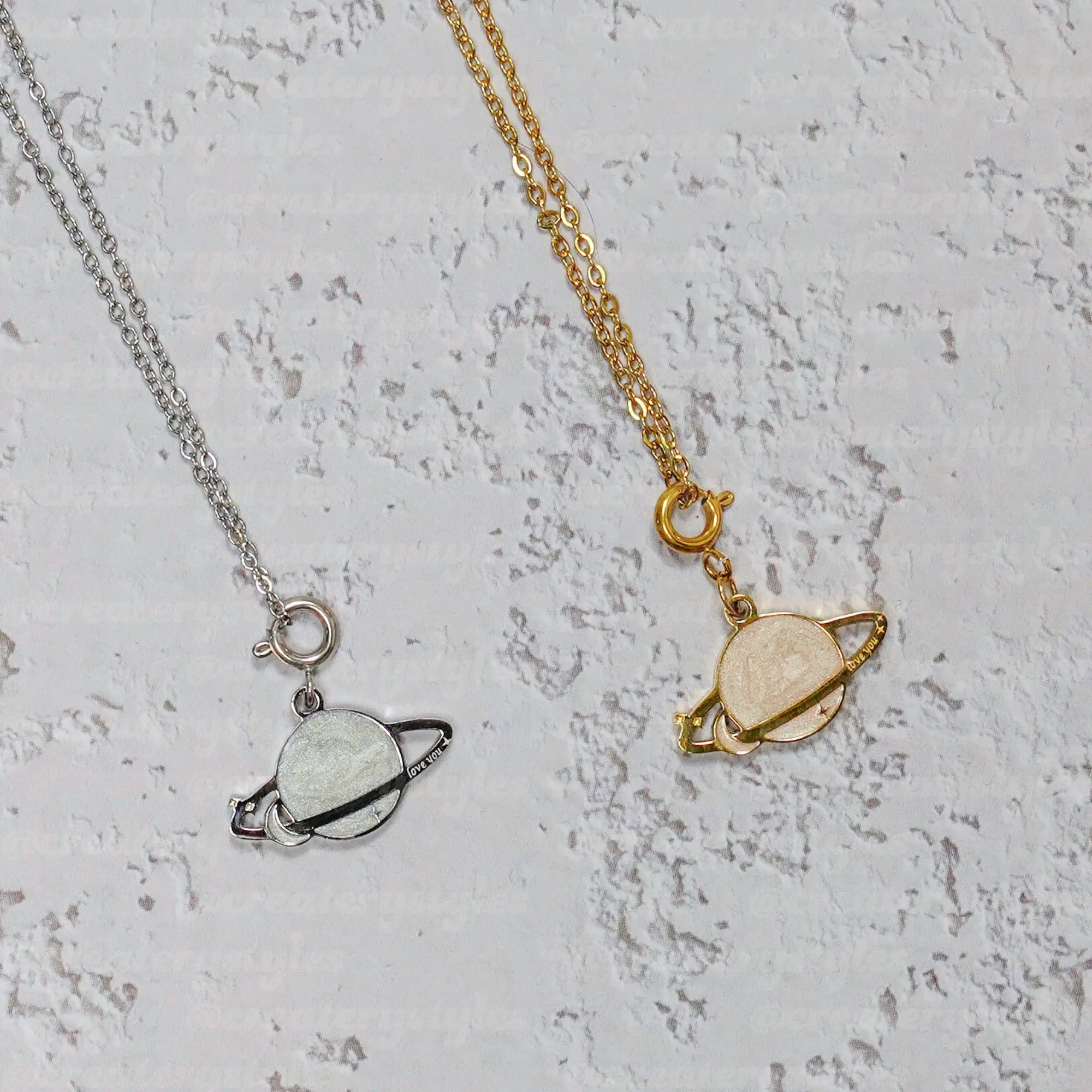 Love You Moon Saturn Necklace