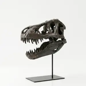 T-Rex Skull Decor - Weatherproof Resin T-Rex Skeleton Replica Statue (Handmade Realistic Bone Texture, Prehistoric Decor for Indoor/ Outdoor, Dinosaur Home Decor, Resin Sculptures, Christmas Gift for Dino Enthusiasts, Dinosaur Figurine