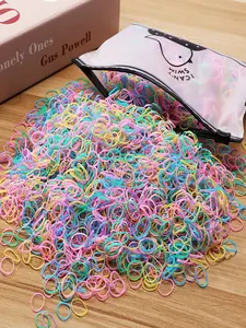 1000pcs Clear Elastic Hair Rubber Bands, Transparent Mini Hair Ties, Small Stretch Hair Bands for Women, Random Colors