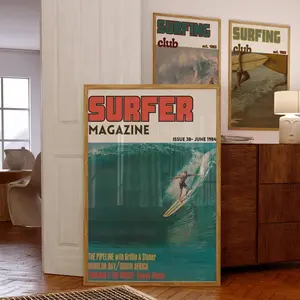 Retro Surf Magazine poster, vintage magazine cover print, coastal wall art, ocean print, surfer gift, nautical, surf club