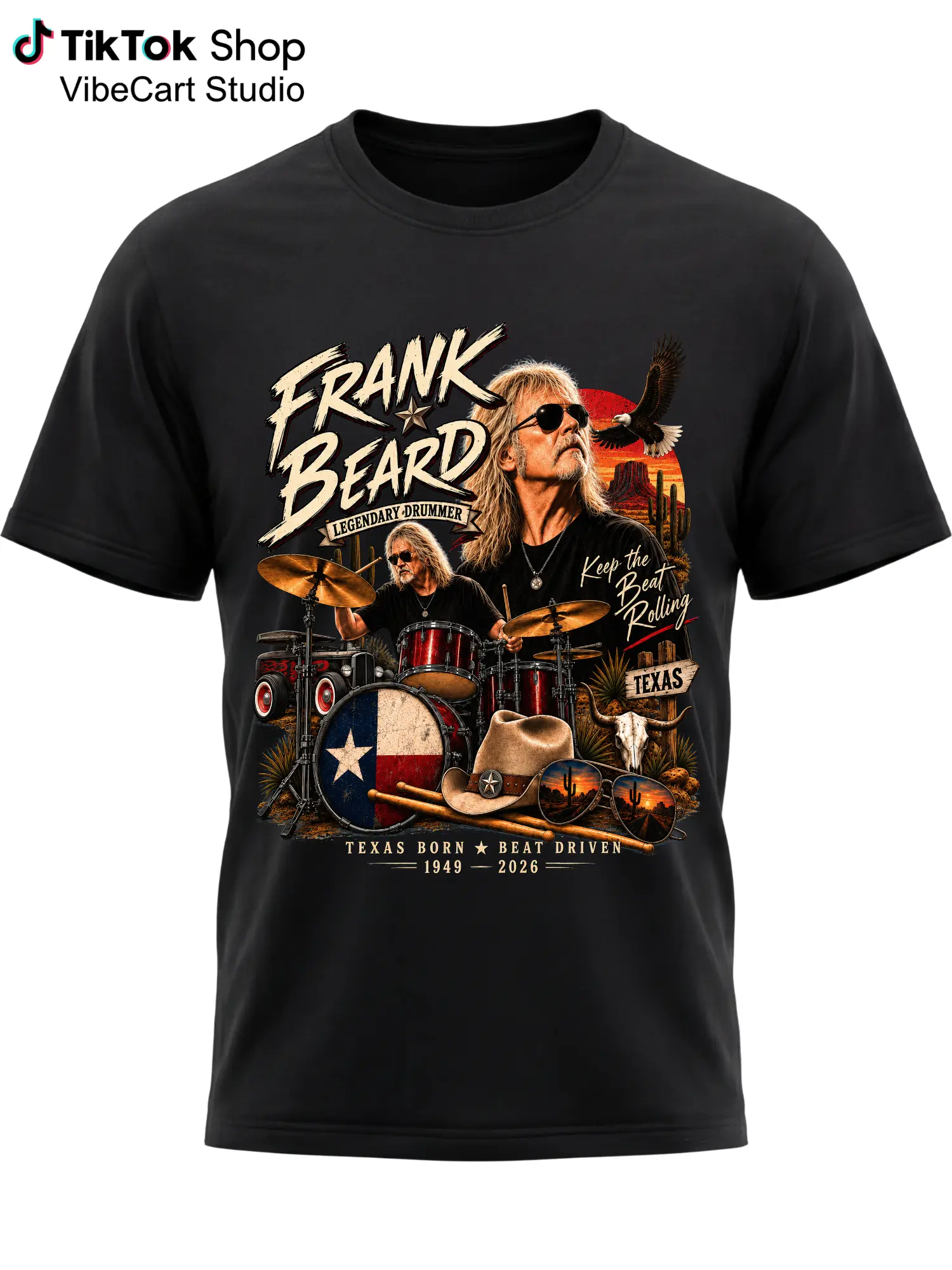 Fr4nk Be4rd Memorial Tribute T-Shirt, Legendary Drummer 1949–2026 Remembrance Graphic Tee, Texas Rock Music Tribute Shirt, Forever Remembered Keepsake Gift for Classic Rock Fans and Music Lovers
