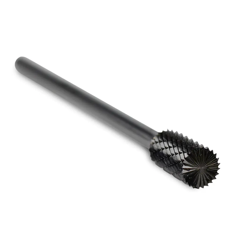 Cylinder End Cut Carbide Burr, Double Cut - 6" Long x 1/4" Shank