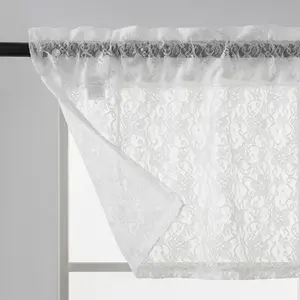Lace Sheer Valance Curtain, Elegant Lace-Style Short Curtain for Kitchen, Living Room or Bedroom, Decorative Window  52W x 18L Inches