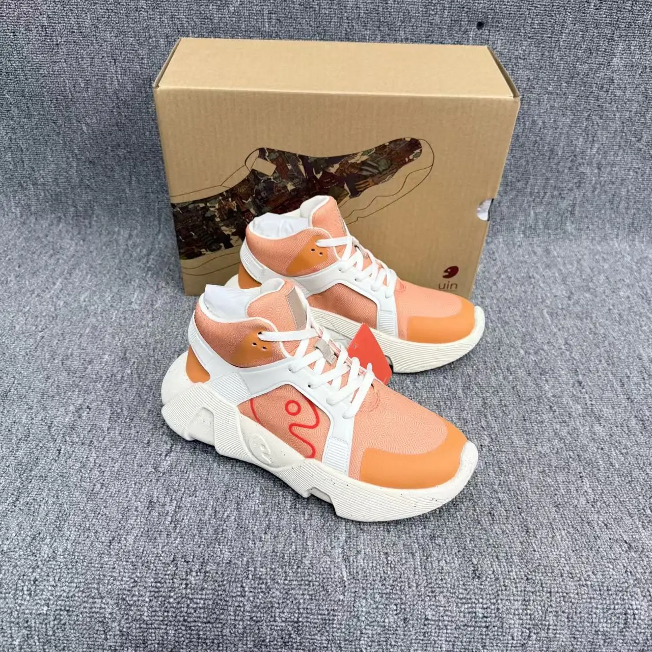 UIN Orange High Top Lava Platform Dad Shoes Women Breathable Heighten Art Print Travel Sneakers W1861882