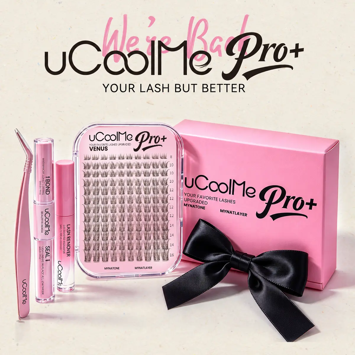 uCoolMe Pro⁺ VENUS DIY Lash Clusters Gift Set, Natural Wispy Eyelash Extensions, Airy Spaced Layers with Fine Interwoven Fibers, Soft Lightweight Look, Everyday Lashes, Gift for Her