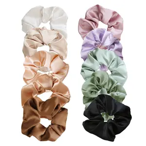 10PCS Satin Scrunchies for Women – Neutral Silk Hair Ties Set (Black, Blonde, Dark Brown, Light Brown) – No Crease, Frizz-Free, Gentle Elastic Hair Bands, Soft & Stylish Everyday Hair Accessories Gifts silento