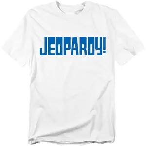 Jeopardy Blue Logo Unisex Adult T Shirt, White