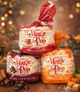 Kim's Magic Pop - Cinnamon Swirl Drizzled Flavor, Salted Caramel Flavor Drizzled & Dark Chocolate Combination [6 pack] Snack Crunchy