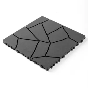 Stone Style 12" Patio Deck Tiles, DIY Module Interlocking Decking Tiles Floor Tile Outdoor and Indoor,Easy and Quick Installation Court Tiles for Porch Poolside Balcony Backyard 44pcs,dark gray
