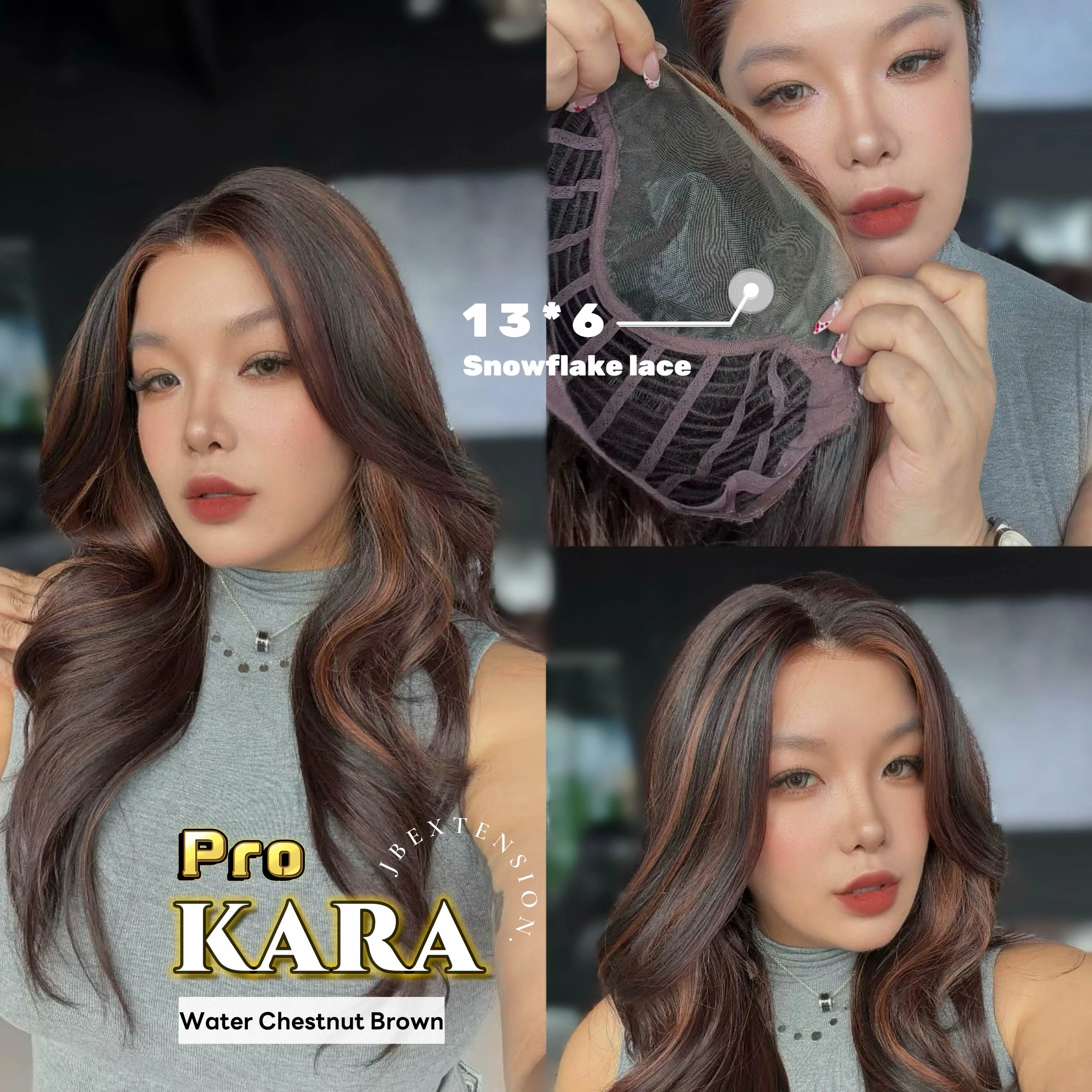JBEXTENSION 23 Inches Pre-Cut 13X6 Free Part Snowflake Lace Frontlace Glueless Wig KARA PRO【BENDY EAR TABS】