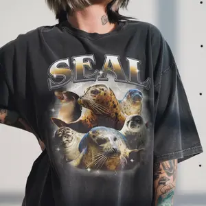 Funny Seal T-Shirt, Vintage 90s Seal Meme Graphic Tee, Animal Lover Shirt, Unisex Fit Design, Gift for Men and Women