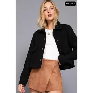 Curvy Fit Long Slv Closure Soft Felt Jacket