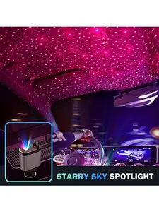 Starlight 5-in-1 Car Charger - Car Gadgets, Aromatic Retractable Roof Charger with Lightning & Type-C Cables, Dual Ports, Fast Charging Adapter, Automotive Mother's Day Gift