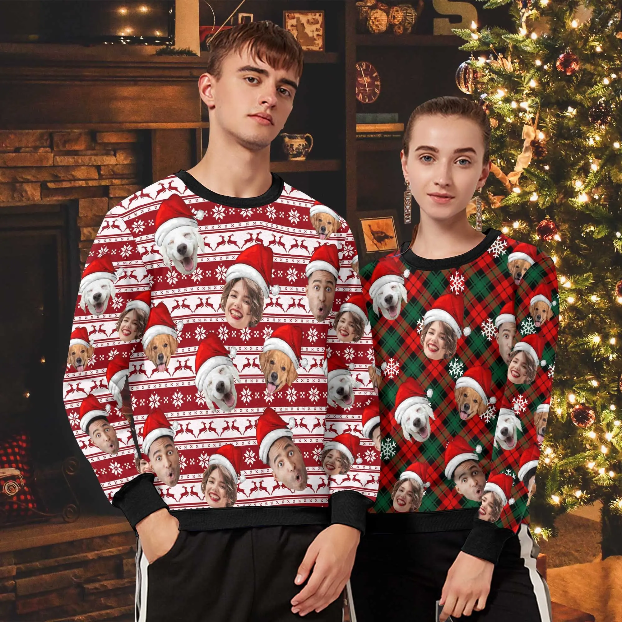 Custom ugly Christmas weater custom Family Photo Ugly Sweater christmas Sweatshirt With face Ugly Crewneck Sweater birthday christmas