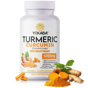 250 Capsules Turmeric Curcumin 5000mg Herbal Extract with BioPerine