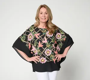 Quacker Factory Femme Fatale Printed Butterfly Top