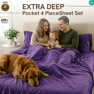 Premium 4 Piece Extra Deep Pocket Sheet Set, Fits up to 21", Flat Sheet, Fitted Sheet, 2 Pillowcases, OEKO-TEX Certified, Twin Full Queen King | Utopia Bedding Premium 4 Piece Extra Deep Pocket Sheet Set, Fits up to 21", Flat Sheet, Fitted Sheet, 2 Pillowcases, OEKO-TEX Certified, Twin Full Queen King | Utopia Bedding