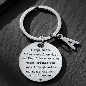 Friends Funny Friend Key Stainless Steel Keychain Friendship for Female Good Friend Sisters'S Birthday, Unisex Keychain Charms
