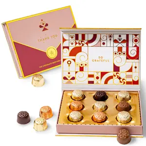 Thank You Card Chocolate Gift Box - Gourmet Milk Chocolate Bonbon Snack, Greeting Card Dessert Gift Box