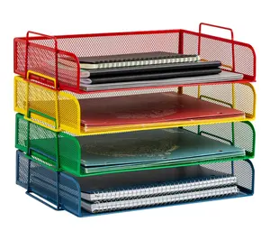 Mind Reader Stackable Paper Tray, 4 Pcs, Multi