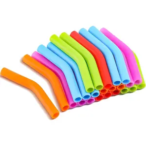 24 count 8 mm  Straw Tips Multicolor Rubber Flex Elbows Straw Covers Replacement  Soft  Grade Tips for Stainless Metal Straws Nozzles Tumbler Mug Glass Drink