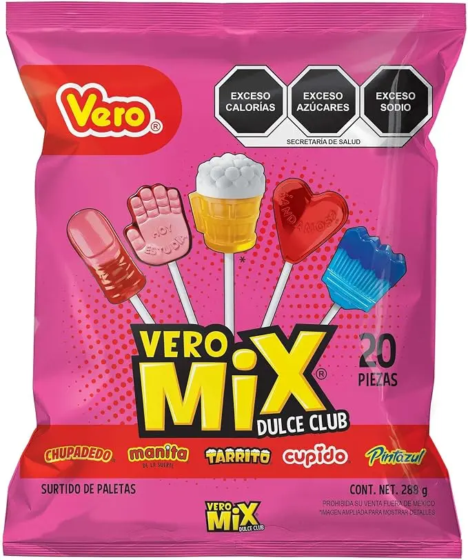 Vero Mix DULCE Club Non Spicy Mix Candy Sweet Lollipops Bag with 20 Pieces Vero Mix DULCE Club Non Spicy Mix Candy Sweet Lollipops Bag with 20 Pieces