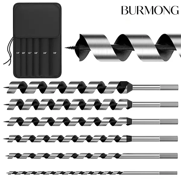 6PC 12-Inch Hardened Alloy Steel Ship Auger Core Drill Bits, 1/4"-7/8" Hex Shank, for Soft-Hard Wood & Plywood, Precision Deep Clean Holes, Portable Welding Table Impact Set, Tungsten Carbide CNC Components summervibes