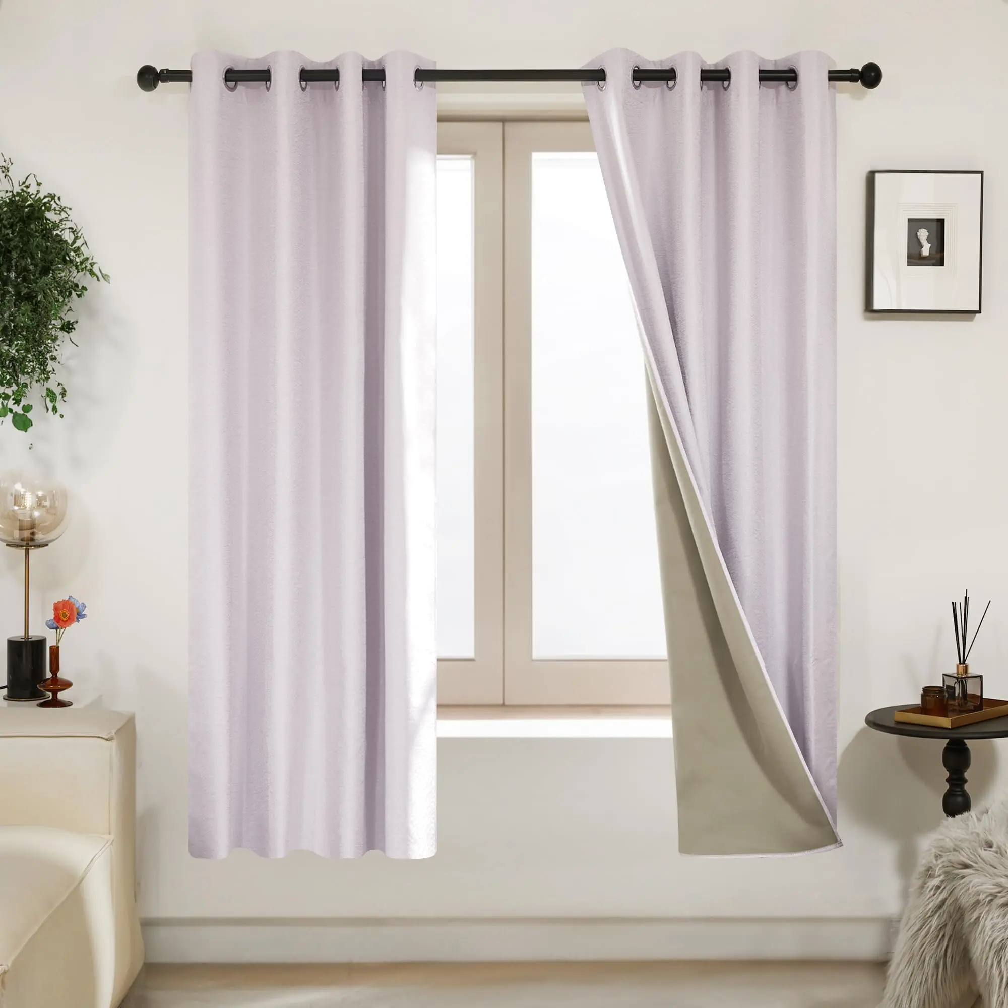 Deconovo 100% Total Blackout Curtains for Bedroom Grommet Solid Thermal Insulated Curtain Heat Blocking Room Darkening Energy Saving Drapes 2 Panels, Dark Grey, 52W x 63L Inch