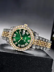 Couple Hip Hop Quartz Watch, Elegant Shiny Wristwatch for Men and Women, Daily Wear Gift Accessory, Stylish Unisex Jewelry, Exquisite Watch