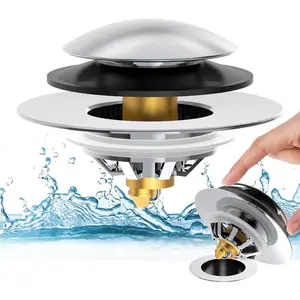 Bathtub Drain Stopper with Hair Catcher, Anti Clogging Bath Tub Drain Stopper, Replaces Lift and Turn Tip-Toe and Trip Lever Drains, Easy Install and Clean, Chrome Silver