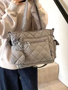 Large-capacity versatile tote bag, fashionable diamond-patterned handbag, casual commuting shoulder crossbody bag, fashionable canvas tote bag, Minimalist Crossbody Bag, Crossbody Purses, suitable for daily commuting, student classes and other occasions.