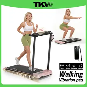 TKW 4-in-1WalkingVibration pad，Lightweight Under DeskWalking pad Treadmill, Low-Noise Motor Walking Pad,with Handle, Remote Control & Wheels for Easy mobility, LED Display, Portable Under Desk Treadmill