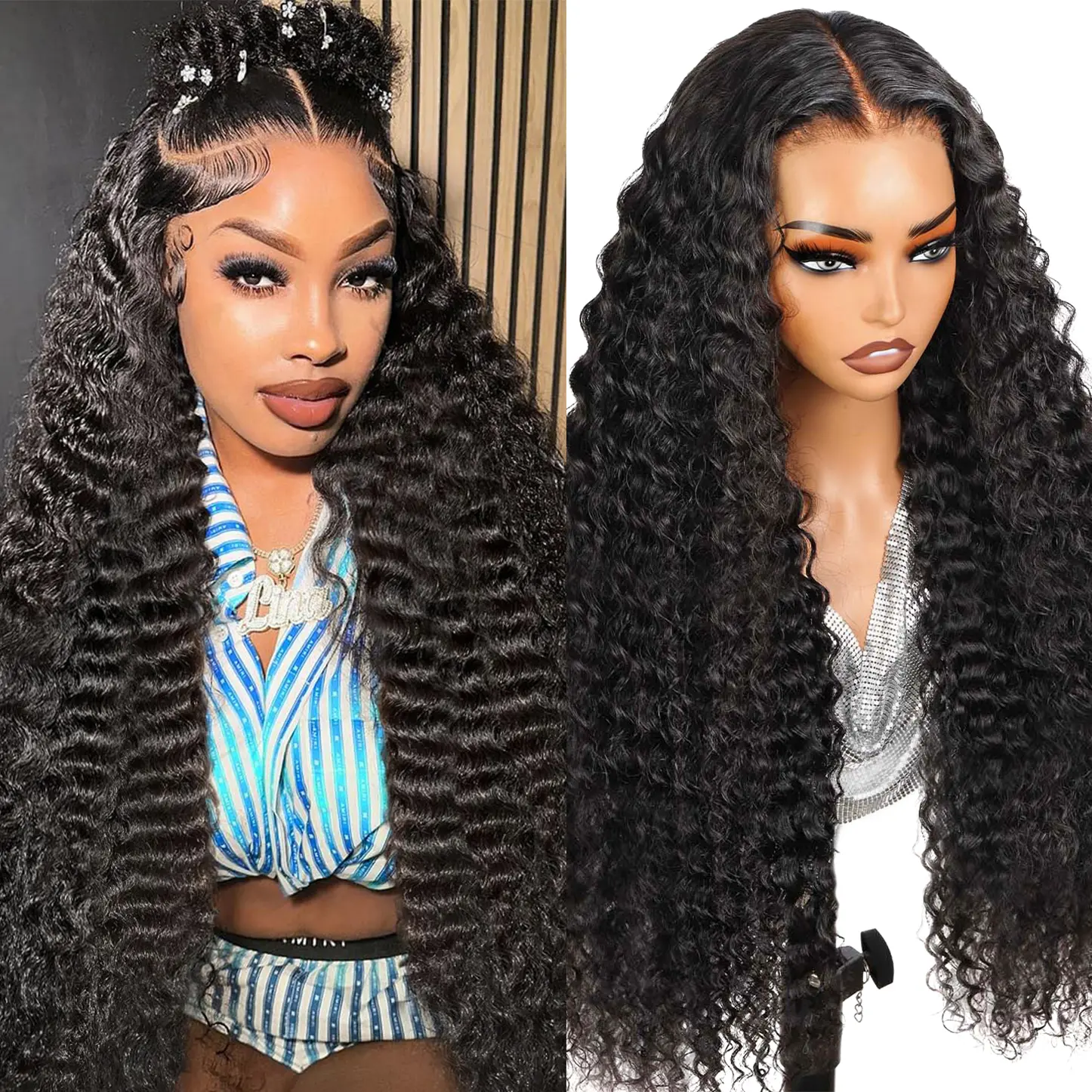 Uwigs 13x6 Deep Wave Lace Front Wig Human Hair 30 inch Transparent Human Hair Wigs for Women
