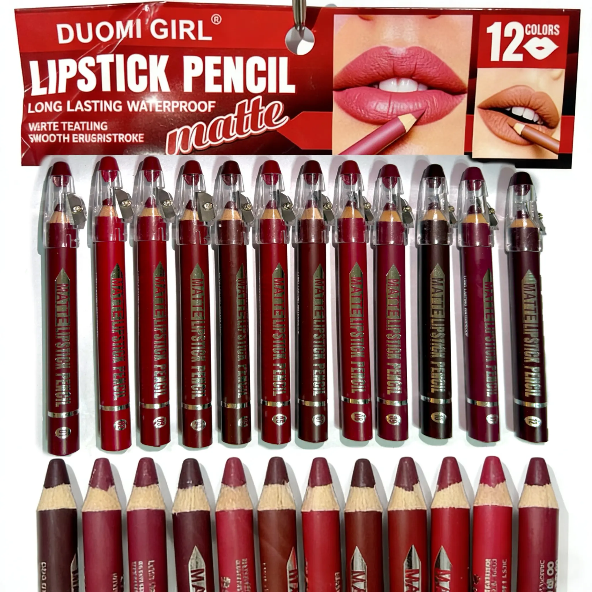 12Pcs Matte Lip Liner With Sharpener Set Waterproof Smudgeproof Precise Contour Lipstick Pens Long Lasting Smooth Makeup Versatile Daily Cosmetic Summeressentials